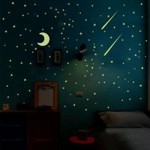 חבילת 100 מדבקות כוכבים זוהרות בחושך לחדר ילדים